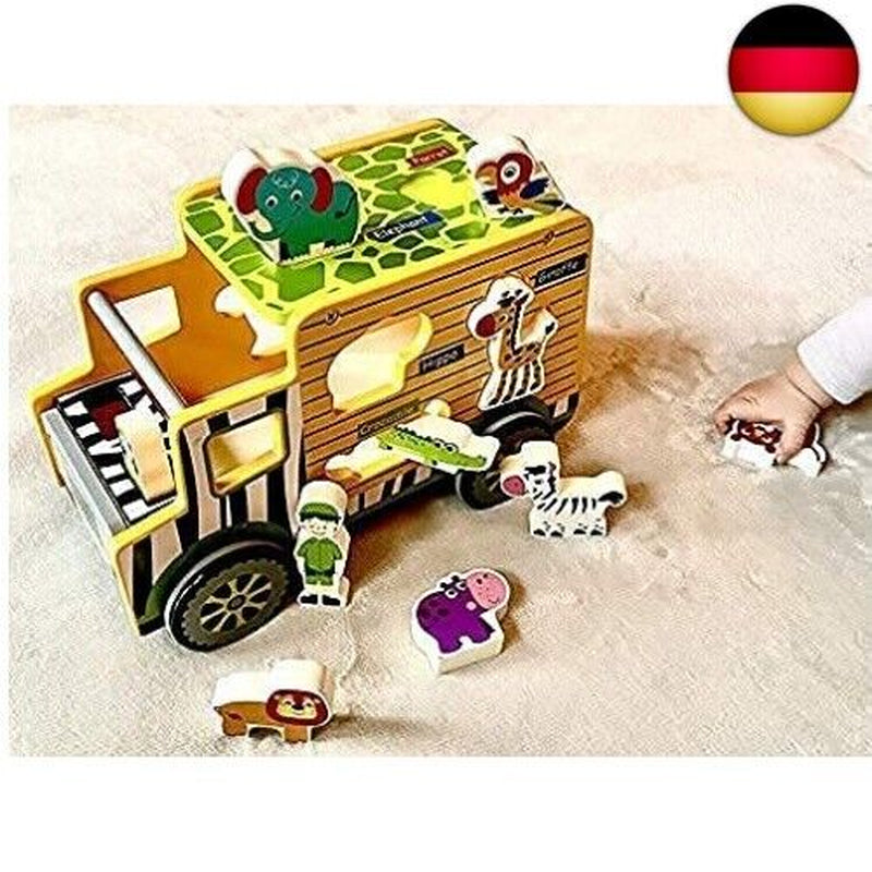 RB&G Safari Truck Lernspielzeug Montessori Steckspiel Mit Tierfiguren Puzzle