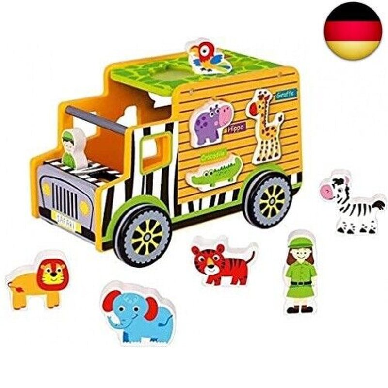 RB&G Safari Truck Lernspielzeug Montessori Steckspiel Mit Tierfiguren Puzzle