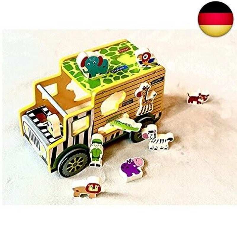 RB&G Safari Truck Lernspielzeug Montessori Steckspiel Mit Tierfiguren Puzzle