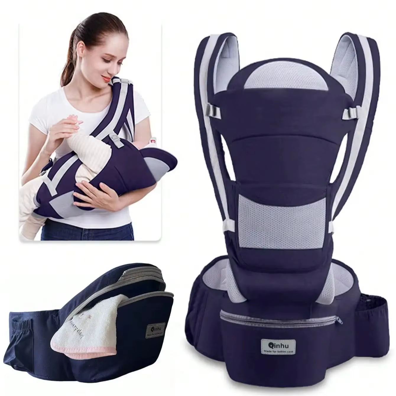 New Adjustable Ergonomic Baby Carrier with Hip Seat, Portable & Multifunctional, Suitable for Travel, Leisure and Daily Use