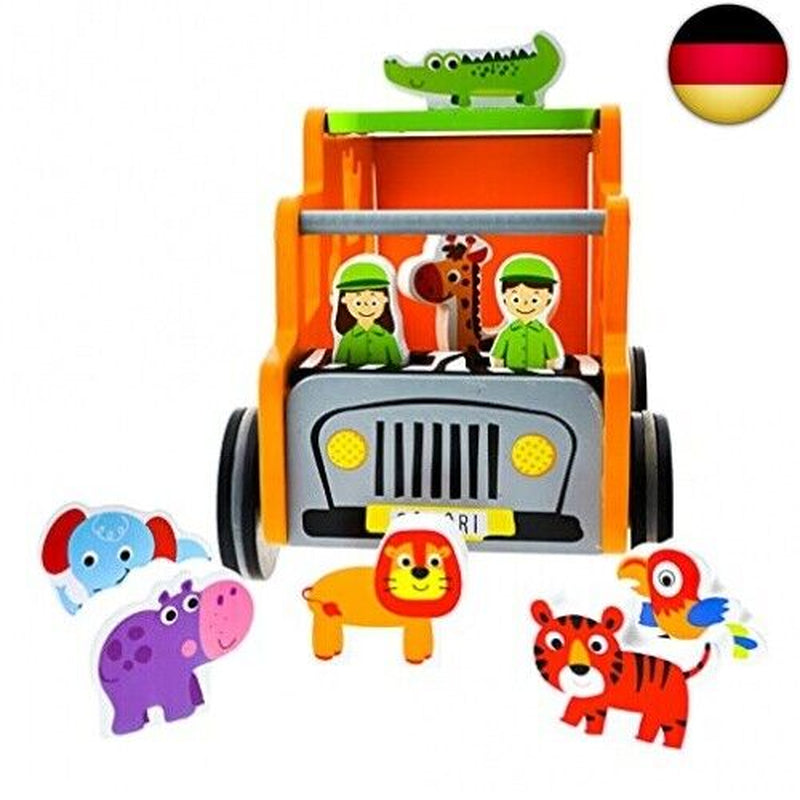 RB&G Safari Truck Lernspielzeug Montessori Steckspiel Mit Tierfiguren Puzzle