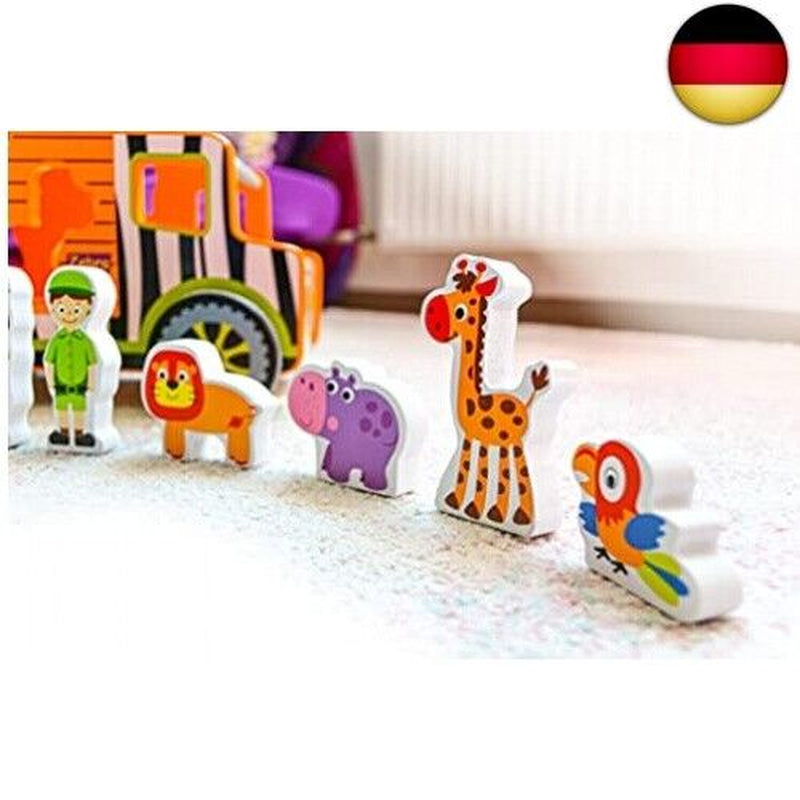 RB&G Safari Truck Lernspielzeug Montessori Steckspiel Mit Tierfiguren Puzzle